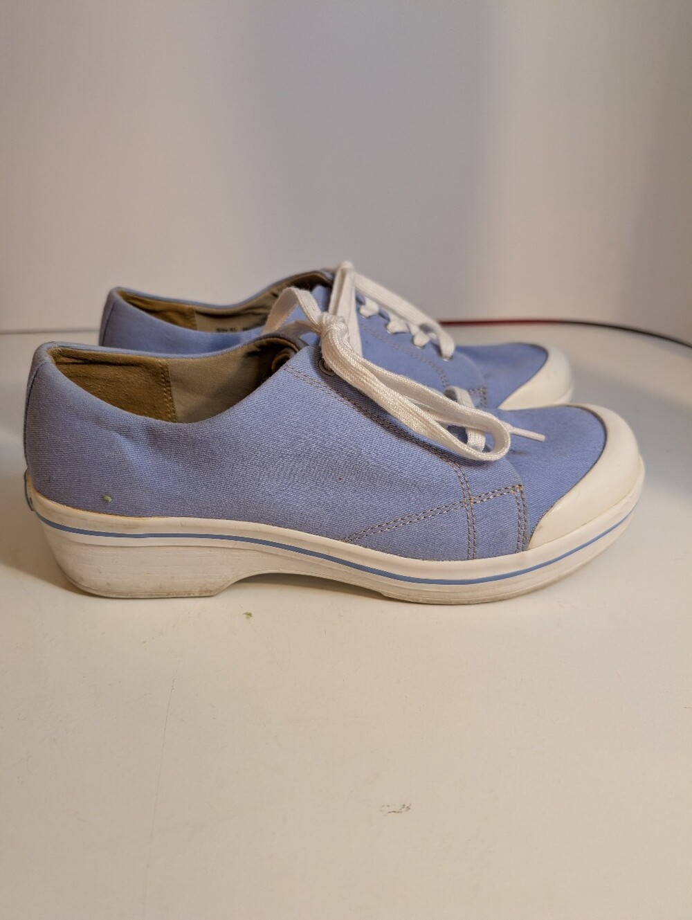 Light Blue Canvas Lace-Up Sneakers - Picture 9 of 10